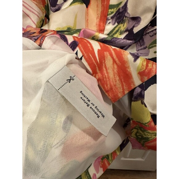 J Crew Strapless 100% Silk Mini‎ Dress Size 0 Cream Watercolor Lined Pockets EUC - Picture 8 of 14